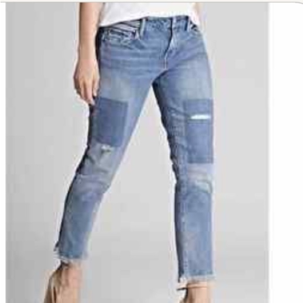 Gap Medium Indigo Cropped Raw Hem Girlfriend Jeans Size 25 - OBO